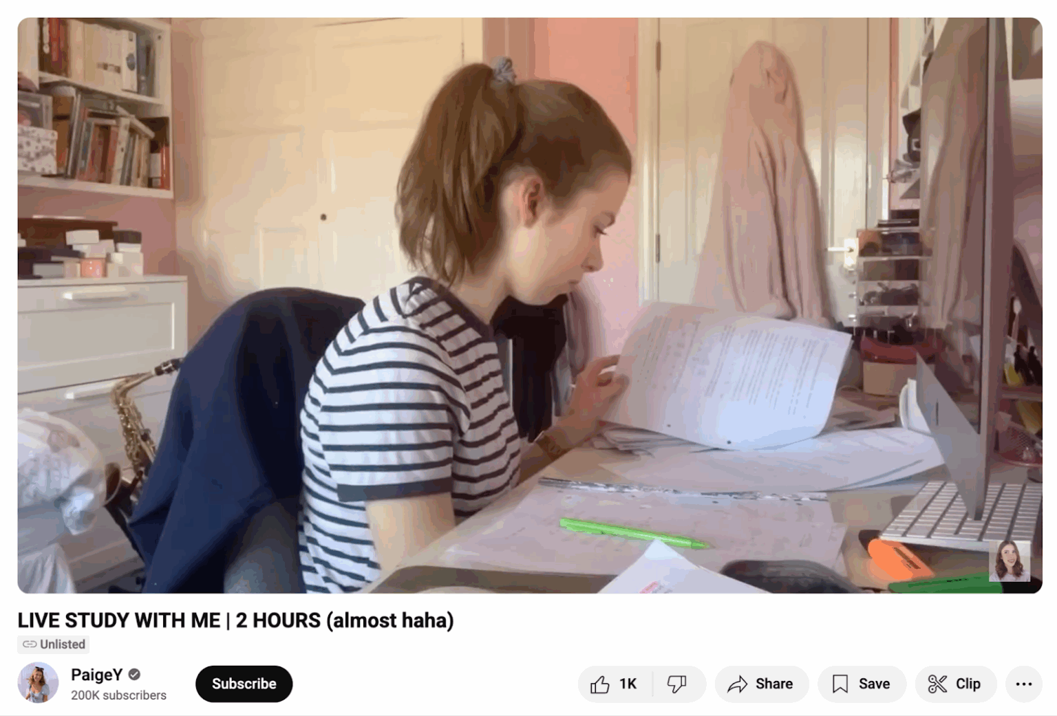 person live studying to feel less lonely