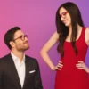 Man and woman talking about the tallest pornstars