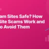 Cover for a guide answering are cam sites safe, with scam red flags and a checklist