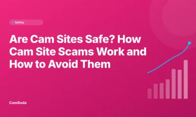 Cover for a guide answering are cam sites safe, with scam red flags and a checklist